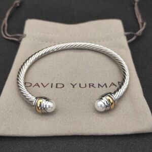 David Yurman Silver and Gold Cable Bracelet 7mm